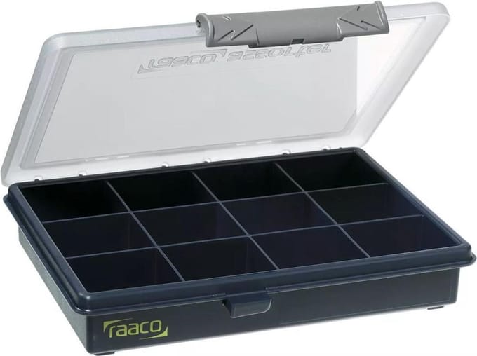 raaco Assorter 6-12 Assortimentsdoos (l x b x h) 175 x 143 x 32 mm Aantal vakken: 12 Vaste onderverdeling Inhoud 1 stuk(s)