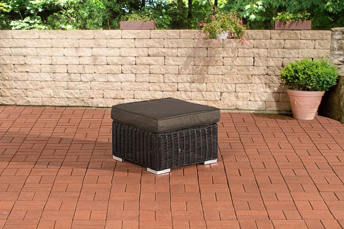 CLP Polyrattan hocker Bilbao / Madeira zwart antraciet