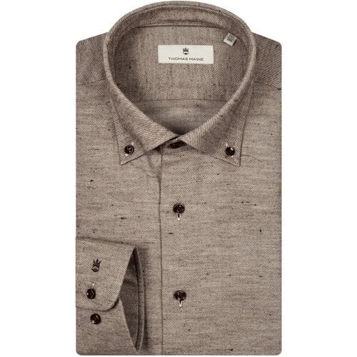 Thomas Maine Overhemd Two-Tone Twill Torino Button Down Bruin / male