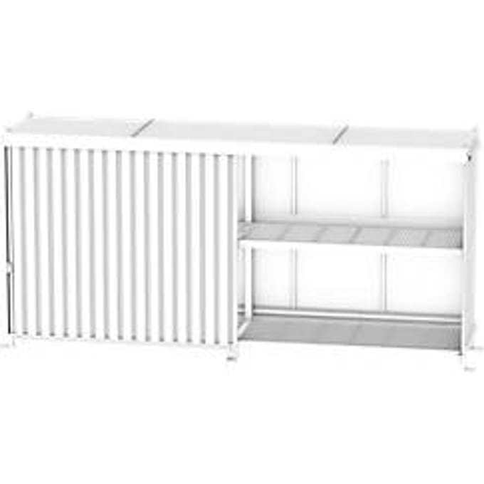 Stellingcontainer BAUER CEN 65-2 IBC, staal, schuifdeur, B 7100 x D 1550 x H 3465 mm, wit
