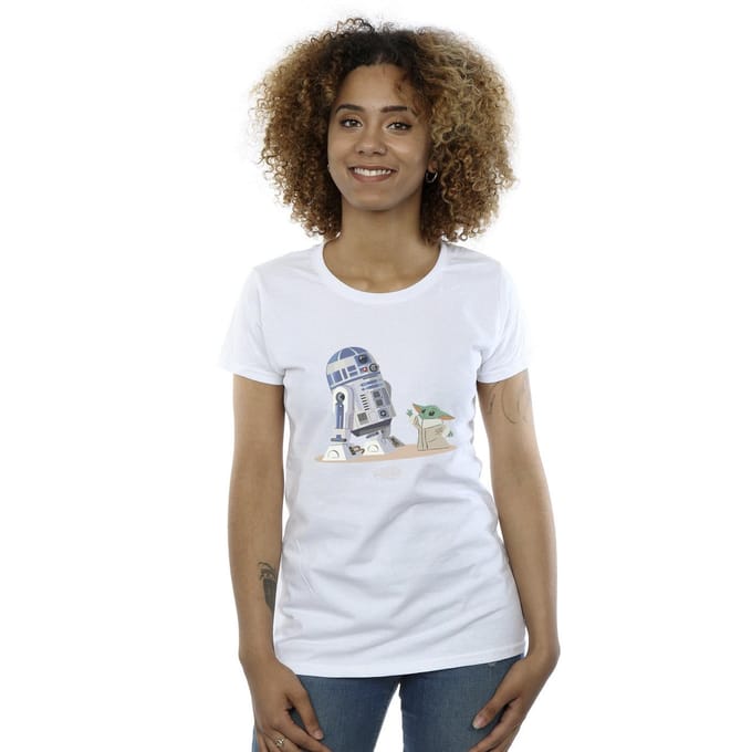 Star Wars Dames/Dames The Mandalorian R2D2 en Grogu Katoenen T-Shirt (Wit)