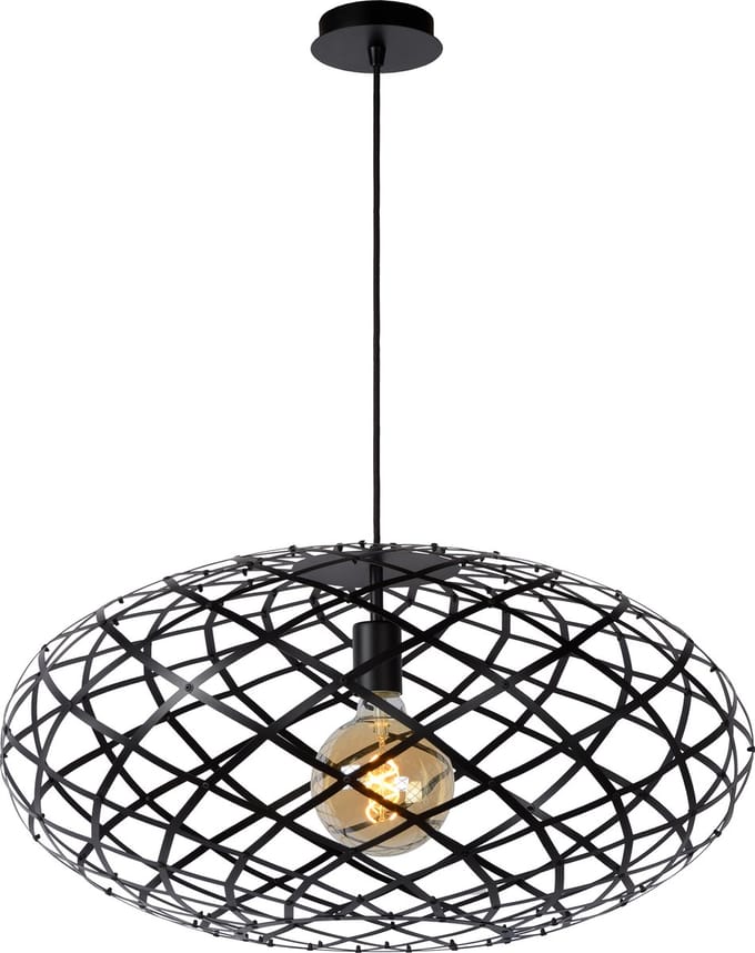 Lucide WOLFRAM - Hanglamp - Ø 65 cm - 1xE27 - Zwart