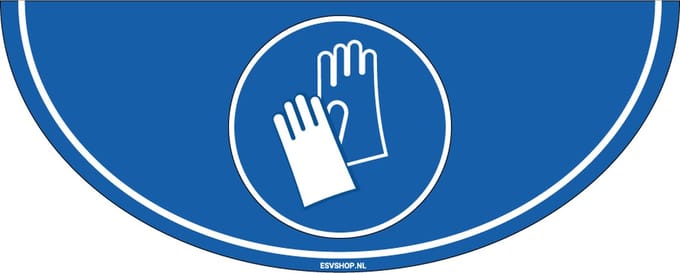 Veiligheidshandschoenen verplicht vloersticker M009 - 750 x 300 mm