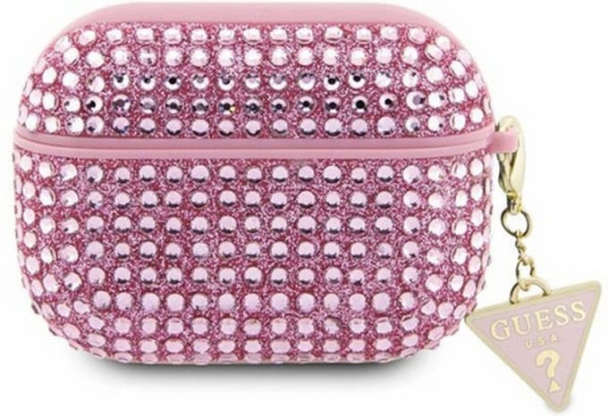 Guess Rhinestones Triangle Logo Airpods Case - Apple Airpods Pro - Roze