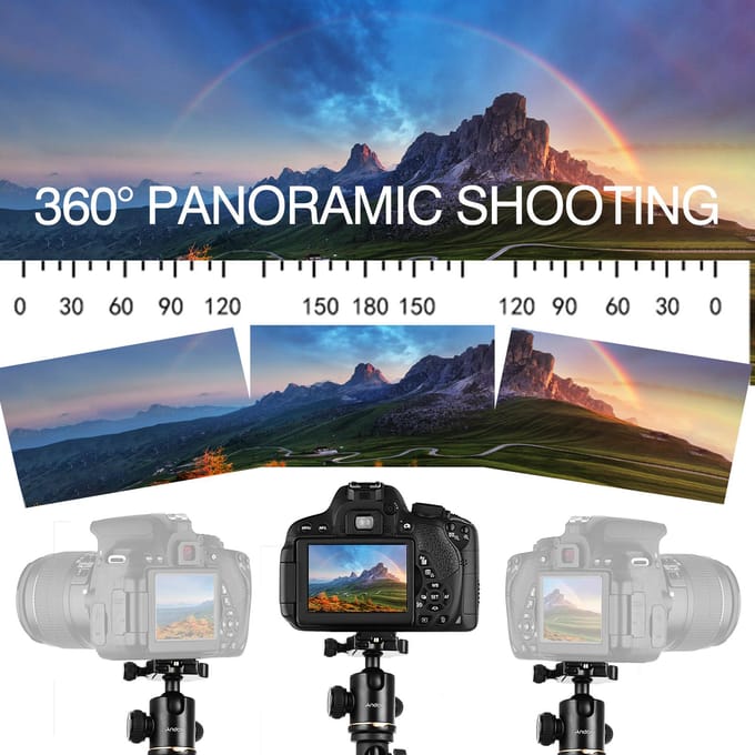 Andoer TTT-004 200cm/78.7 Inch Aluminiumlegering Camera Statief Monopod Horizontale Bevestiging met Bal goud