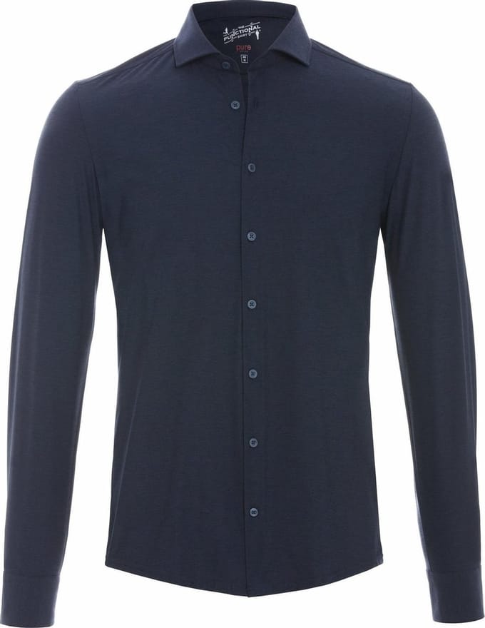 Pure H.Tico The Functional Shirt Donkerblauw (navy) - Maat 43 - Heren - Overhemden Casual