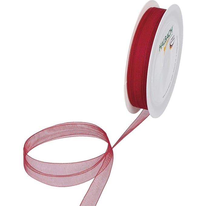 Organza lint, 10 mm - Wijnrood