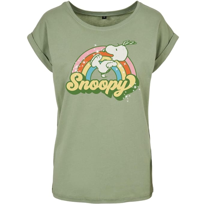 Peanuts T-shirt - Snoopy - Retro Rainbow - S - voor Vrouwen - groen