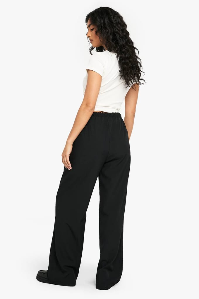 boohoo Dames Geweven Marl Broek met Rechte Pijp | Black | Maat: 8