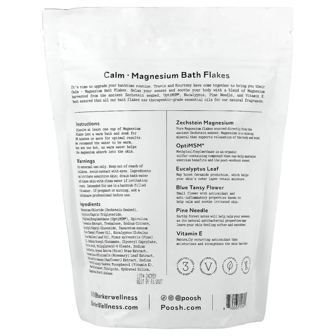Barker Wellness Co, Rust, Magnesium Badvlokken, 750g (26.5oz) white