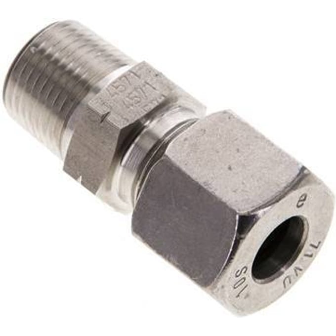 3/8'' NPT Buitendraad x 10S RVS Rechte Snijring Koppeling 630 Bar DIN 2353 - FL2S-MC-ST-038N-10-S