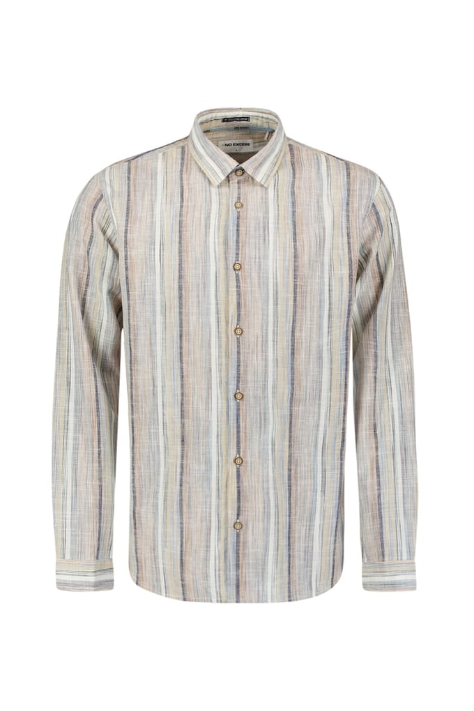 No Excess Shirt Slub Multi Coloured Stripes Blue Maat: M | Casual Overhemden Outlet | Heren | Blauw