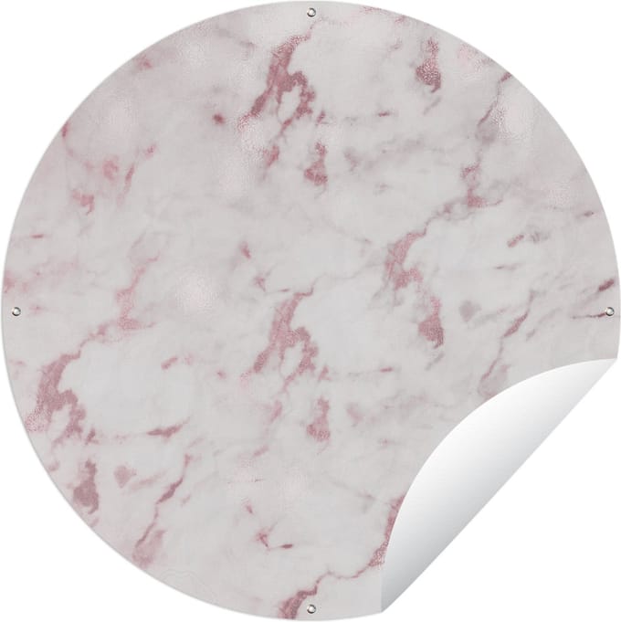 Tuincirkel Marmer - Rose - Chic - Design - 90x90 cm - Ronde Tuinposter - Buiten