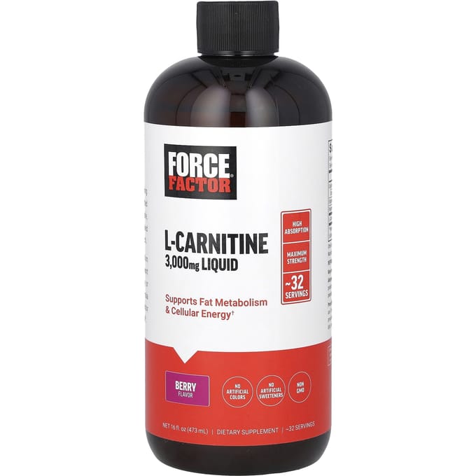 Force Factor, Vloeibare L-Carnitine, Bessen smaak, 3.000 mg, 16 fl oz (473 ml)