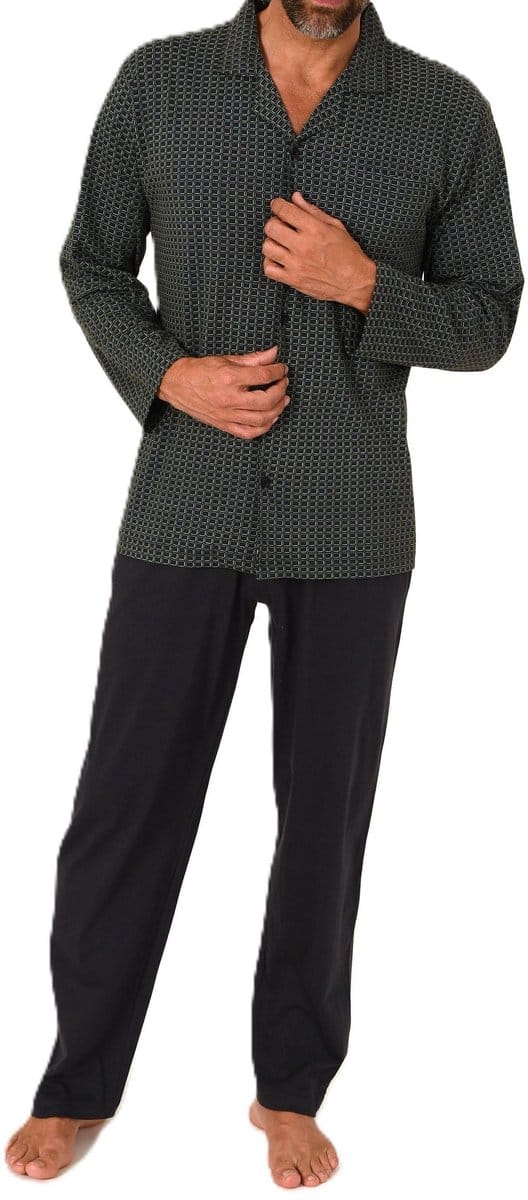Herenpyjama met lange mouwen en doorknoopsluiting, ook in oversizes