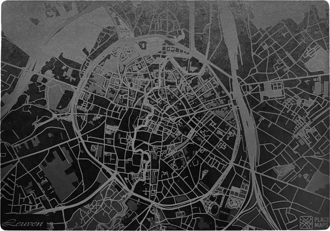 Place Maps Placemat Stadskaart Amsterdam - Kunstleer - Zwart - 1 Stuk