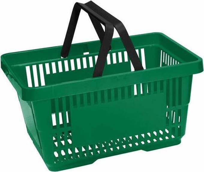 Winkelmandje 20 liter – groen – 2 handgrepen - 10 stuks