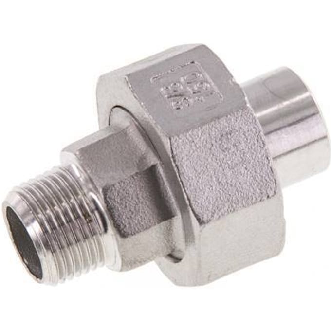 Rechte Aansluiting R3/8'' Buitendraad X 17.2mm Laseinde RVS Conische Afdichting 16bar