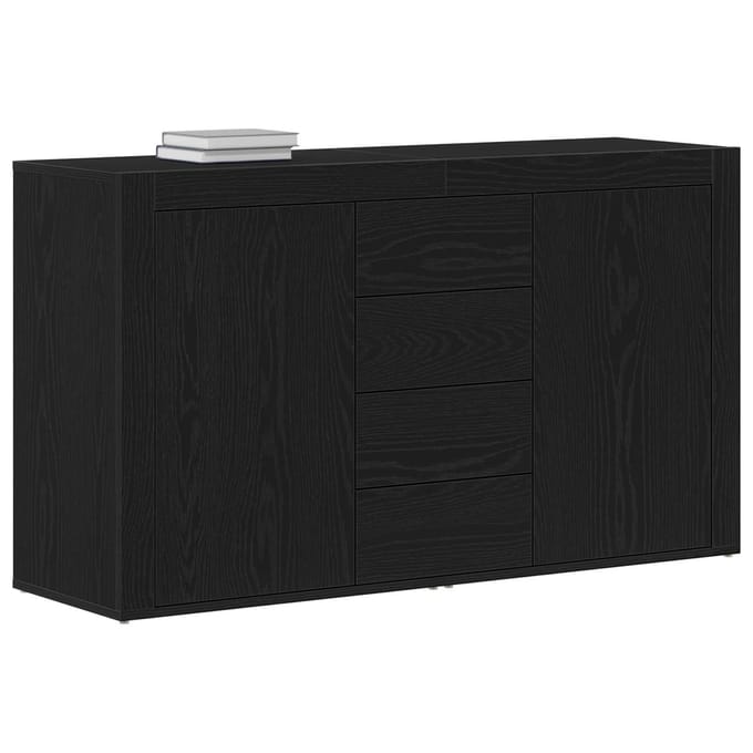 vidaXL - Dressoir - Zwart - Eiken - 120 - x - 36 - x - 69 - cm - Bewerkt - hout