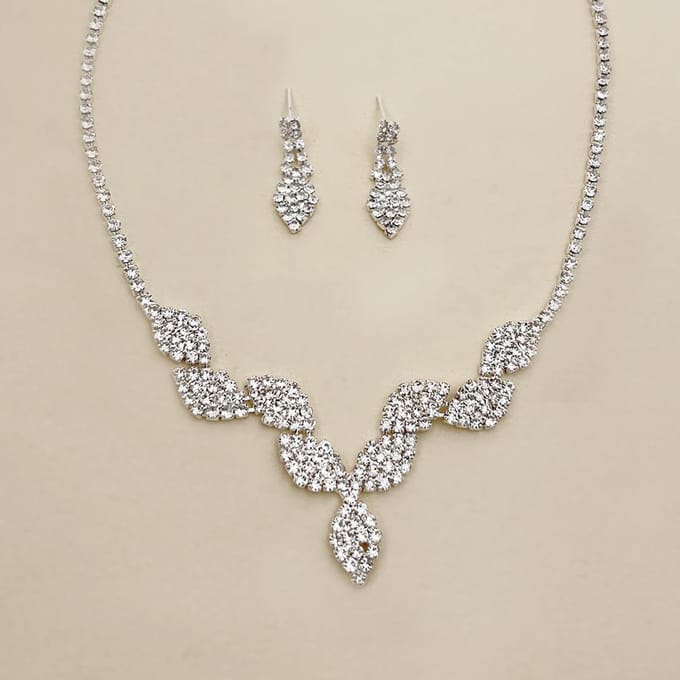 Mode Geometrische Set Ketting 2-delige Set, Bruids Bruiloft Feestjurk Diner, Bruiloft Accessoireset Ketting zilver