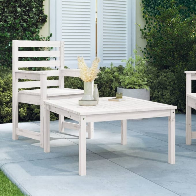 vidaXL - Tuintafel - 82,5x82,5x45 - cm - massief - grenenhout - wit