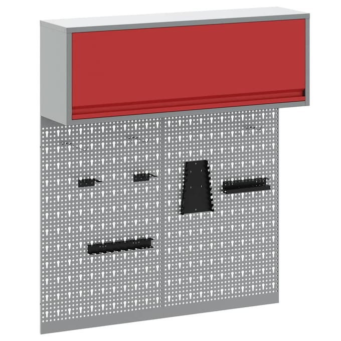 vidaXL - Gereedschapskast - Set - met - plank - 3 - st - Rood - Gepoedercoat - staal