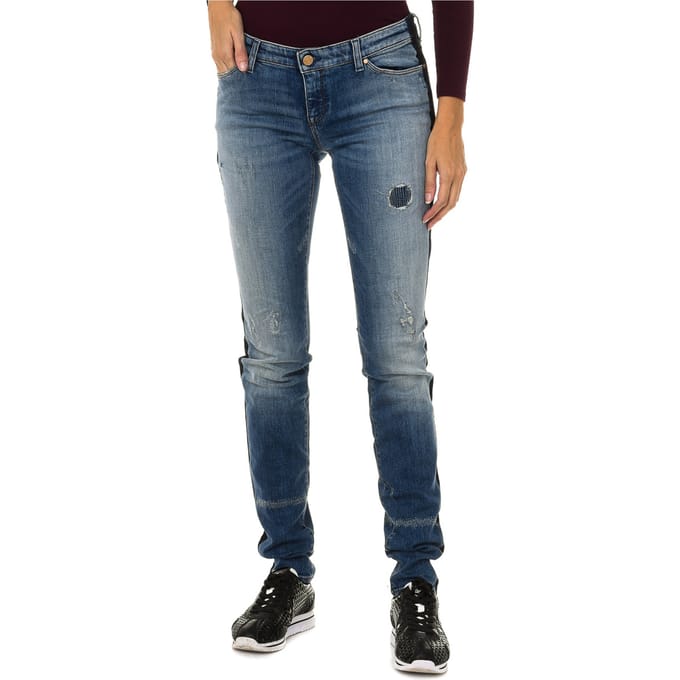 Dames denim broek met lang versleten en gescheurd effect 6Y5J06-5D2ZZ