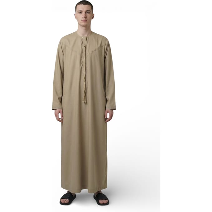 Heren Eid Beige Marokkaanse Jubba Robe Djellaba Ramadan Eid Thobe - HM11