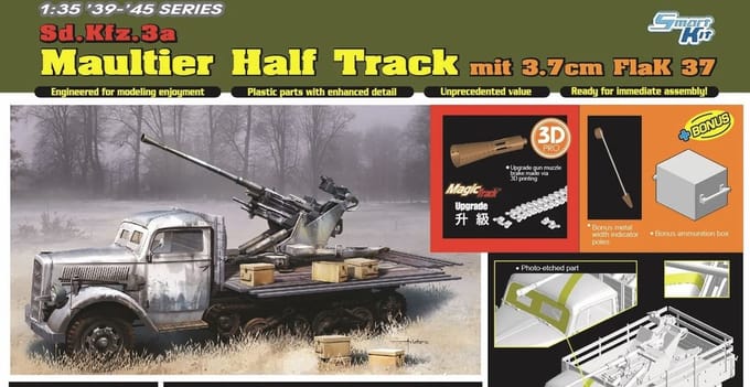 Dragon Modelbouwpakket Militaire voertuigen - 6788 Sd.Kfz.3a Maultier Half Track mit 3.7cm Flak 37 Plastic - 1:35 - Modelbouw