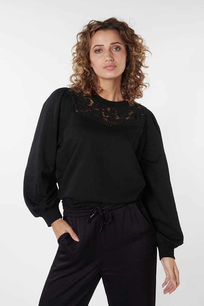 EsQualo Sweater Lace Black Größe: S | Pullover Outlet | Damen | Schwarz