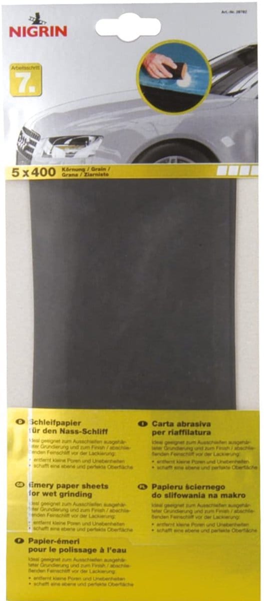 NIGRIN schuurpapier, natschuren, korrel P400