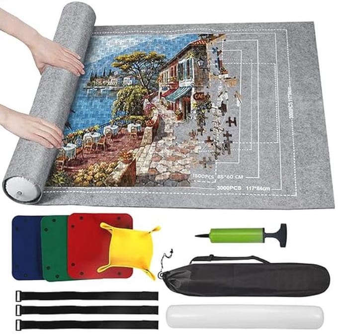 Puzzelmat tot 3000 stukjes - Grijze rolmat voor puzzelopberging