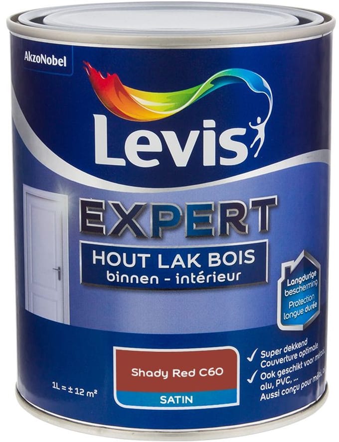 Levis - Expert Hout Lak Binnen Satin Mix - Shady Red C60 - Mengverf - 1 L