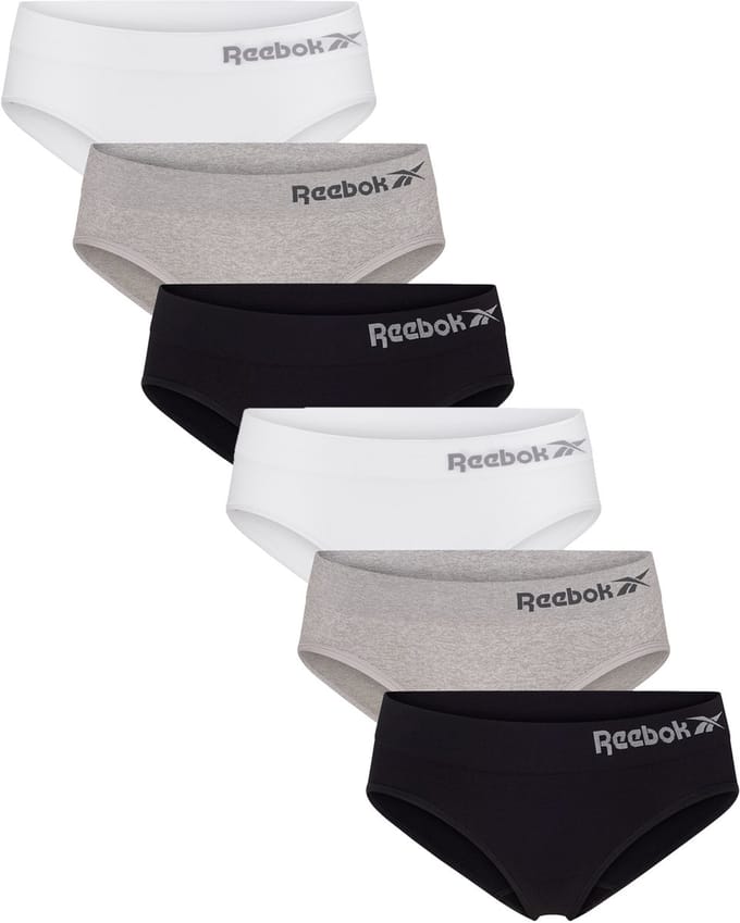 Reebok Naadloze Brief Raina - Maat M - 6 Pack - Zwart/Wit/Grijs