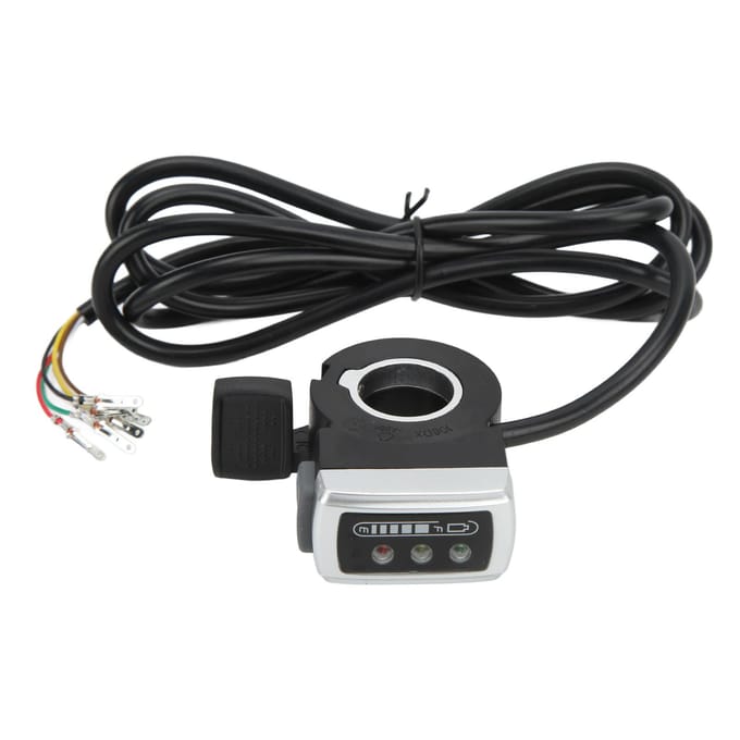 Accélérateur à 6 fils avec interrupteur marche/arrêt et indicateur de batterie, ouverture de 22 mm pour vélo électrique black