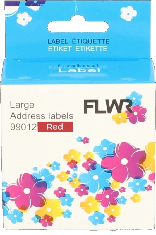 FLWR - Labels / Dymo 99012 adreslabel / rood / Geschikt voor Dymo