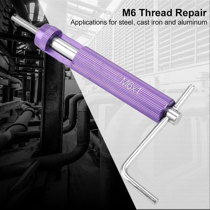 M6*1.0 Auto Motorblok Herstellen Beschadigde Draad Reparatie Inzetstuk Gereedschapsset gray
