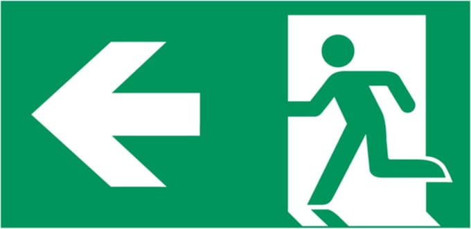 Nooduitgang naar links pictogram