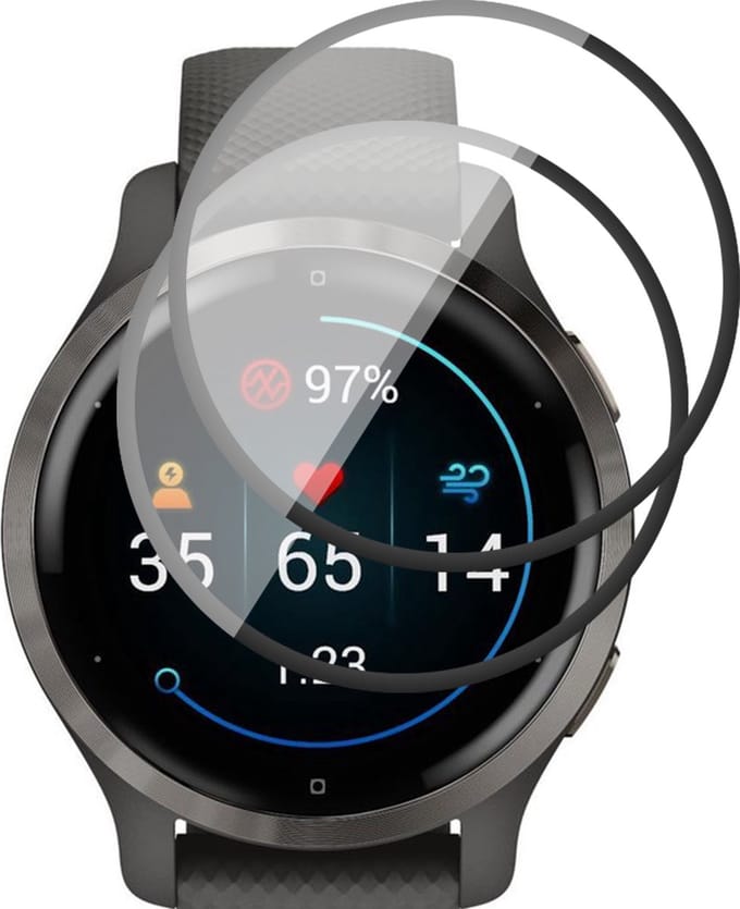 Screenprotector geschikt voor Garmin Venu 2s - PET Glasfolie Full Screen Protector - 2 Stuks