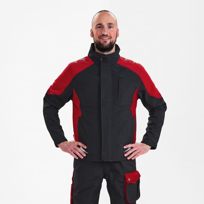 Engel Galaxy softshell jack 8810-229 - Anthracite Grey / Tomato Red - 6XL