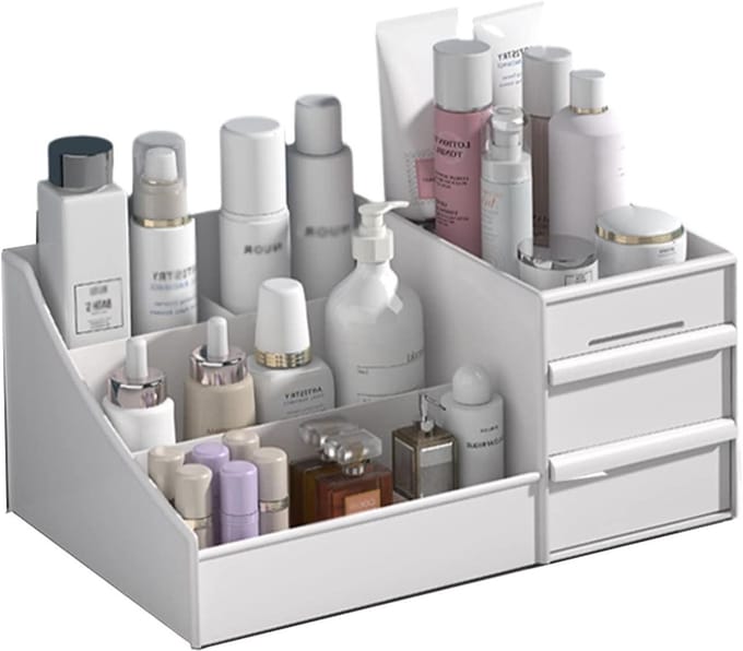 Cosmetica Opberger - Make-up Organizer - Dagelijkse Opslag - Met 2 Laden - 355 cm Breed - Wit