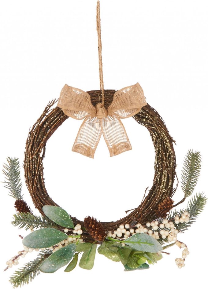 JJA - Natuurlijke ophangkrans kleine strik 36 cm eucalyptus