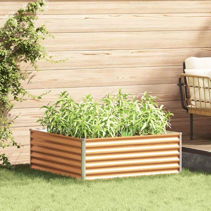 vidaXL - Verhoogde - plantenbak - Lichtbruin - 98 - x - 100 - x - 36 - cm
