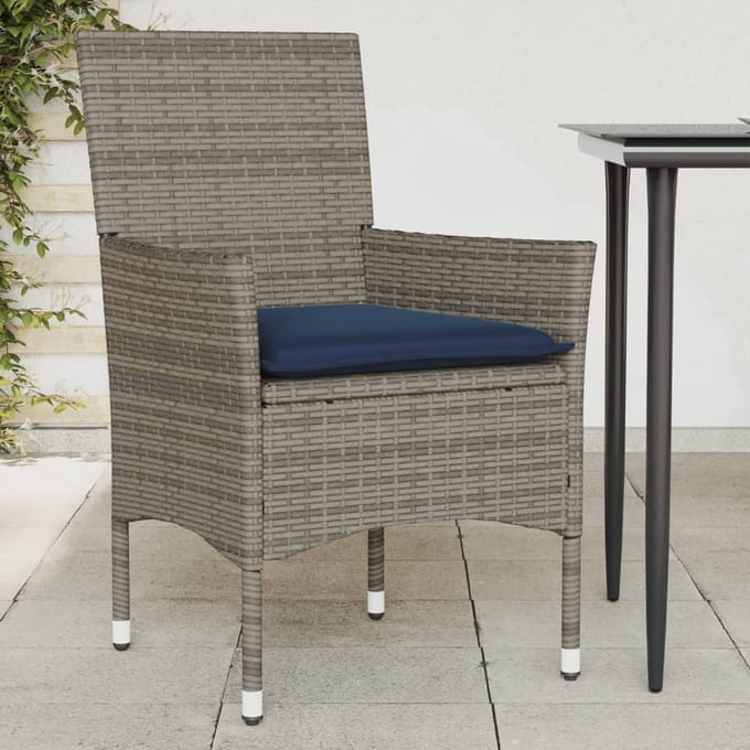 vidaXL - Tuinstoelen - 2 - st - met - kussens - poly - rattan - grijs