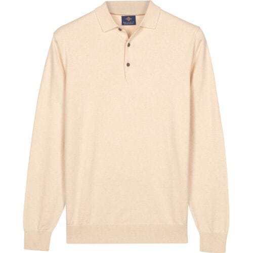 Baileys Trui Pima Cotton Polo Pullover Placket Buttons Marshmallow / male