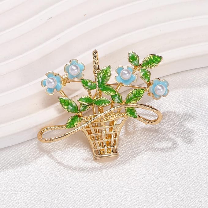 Elegante Bloem Broche met Kristallen - Herinneringsgeschenk
