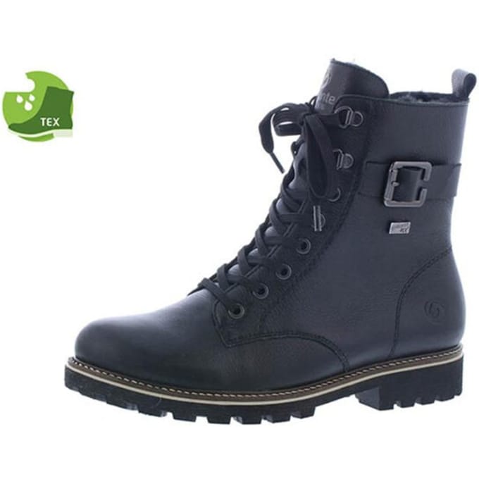 Remonte dames leren veterboot zwart