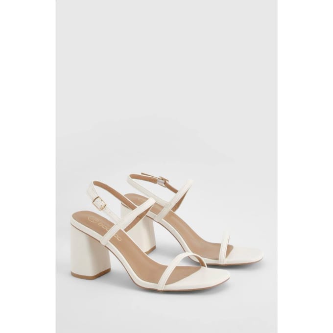 boohoo Dames Double Strap Slingback Block Heel Sandals | Wit | Maat: 39