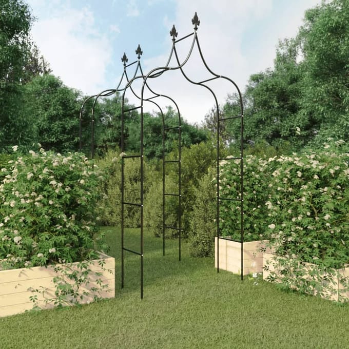 Vidaxl Tuinprieëlen, 2 Stuks, Zwart, 120X38X260 Cm, Staal