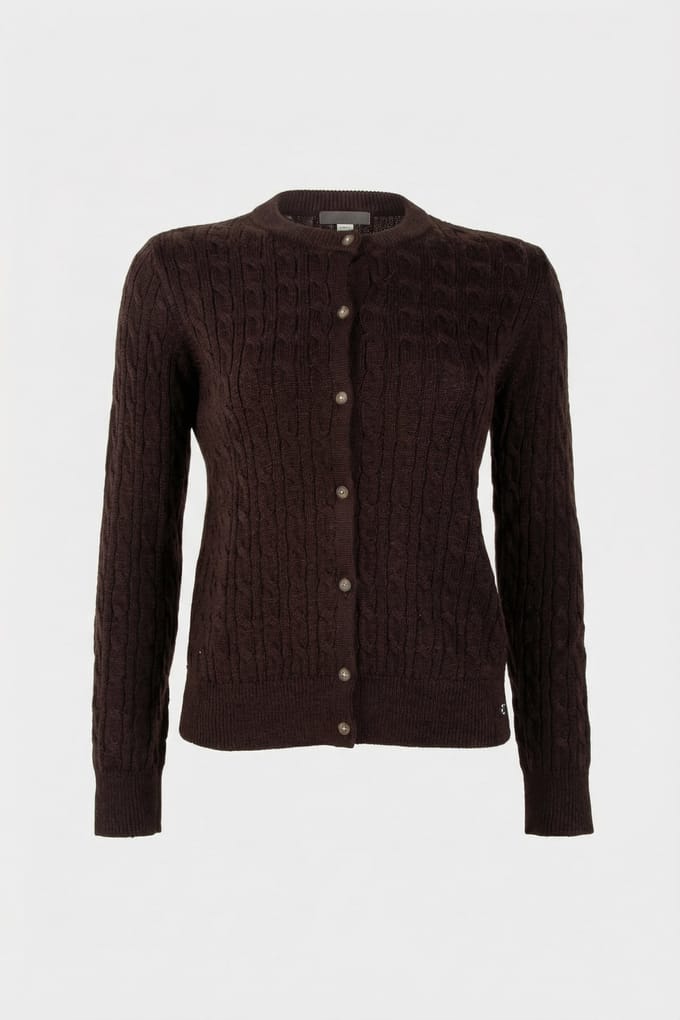 Calvin Klein Wool Cable Crewneck Mocha Brown Maat: M | Cardigans Outlet | Dames | Bruin